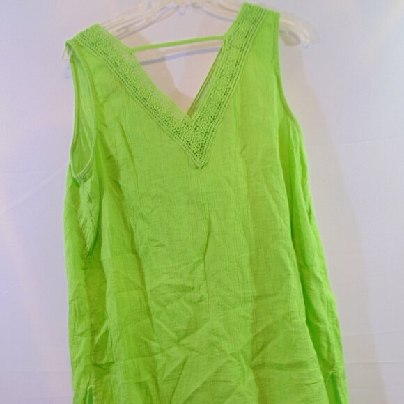 Catherines 0X Tank Top Blouse Green V Neck Top flowy - Picture 3 of 5